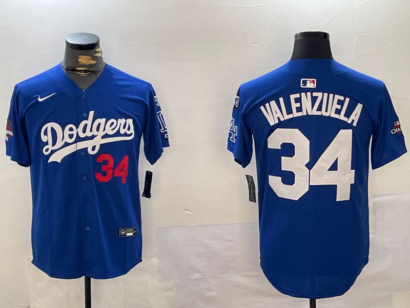 Men Los Angeles Dodgers #34 Valenzuela Blue Game 2024 Nike MLB Jersey style 1202->los angeles dodgers->MLB Jersey
